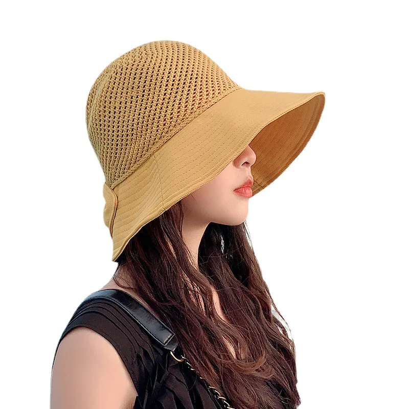 

Sun Hat Women's summer foldable Wide Brim Sun Hat mesh style fashion fisherman's hat hollowed out beach sun hat