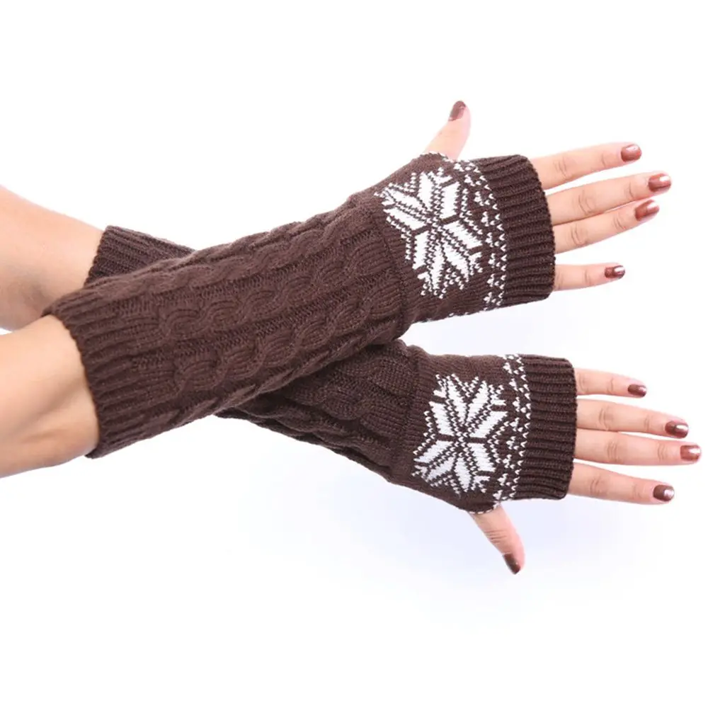 Повседневные женские осенне-зимние жаккардовые теплые варежки с узором в виде