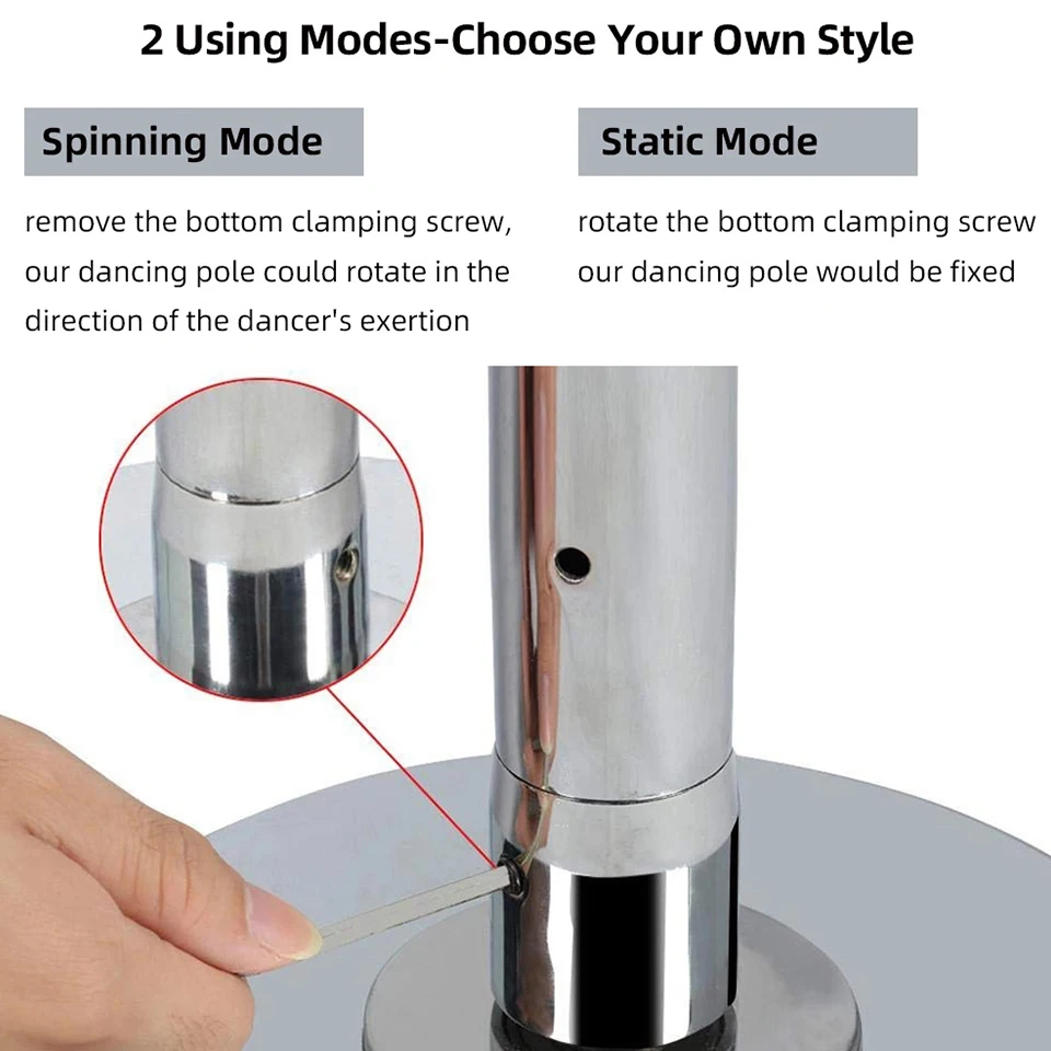 Высококачественный комплект для танцев на шесте серебряный с регулируемой