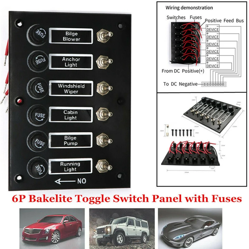 12-24V 3/6 Gang ON-OFF Toggle Switch Panel Dual USB Socket Charger LED Voltmeter 12V Power Outlet for Car Boat Marine RV Truck | Автомобили
