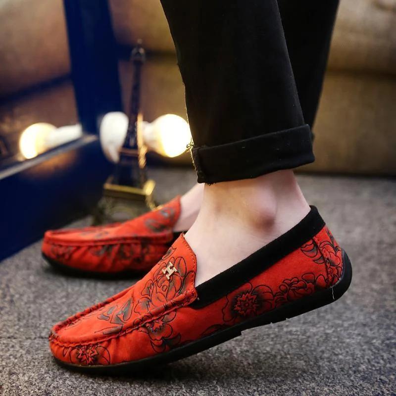 

2021 New Men's Printing Fashion Personality Single Shoes Trend Comfortable Breathable All-match Casual Shoes Lazy Shoes HL120