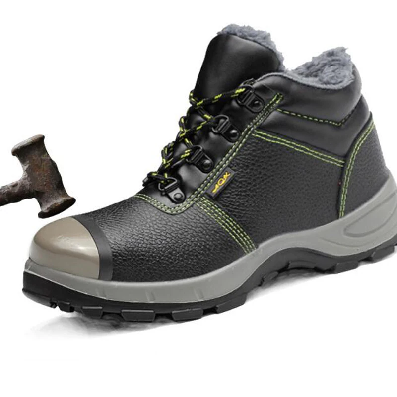 Бархатная зимняя рабочая обувь водонепроницаемая Мужская из искусственной кожи