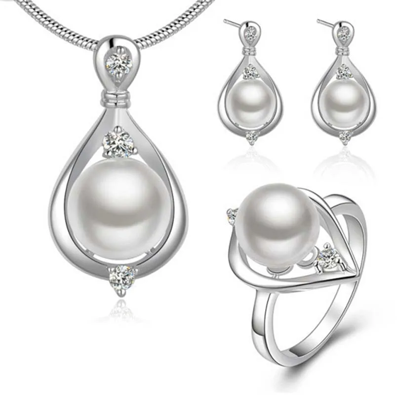 3 шт./компл. серебро 925 пробы роскошные стразы жемчужные Ювелирные наборы невесты