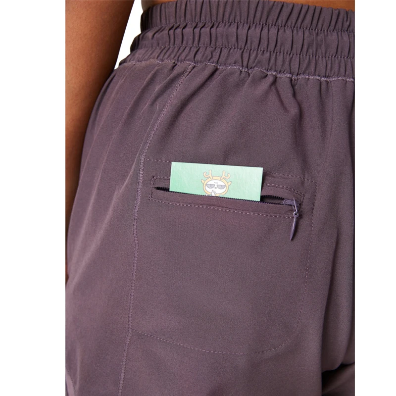 Antibom Yoga Women's Shorts 2 In 1 with Underwear Breathable Tights Fitness Gym Loose Sports Short  Zipper Pocket Running Jogger