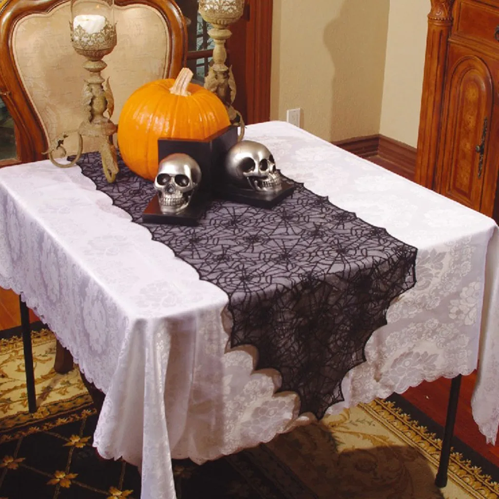 Halloween Decoration Party Decorations Lace Table Flag Spider Web Tablecloth | Дом и сад