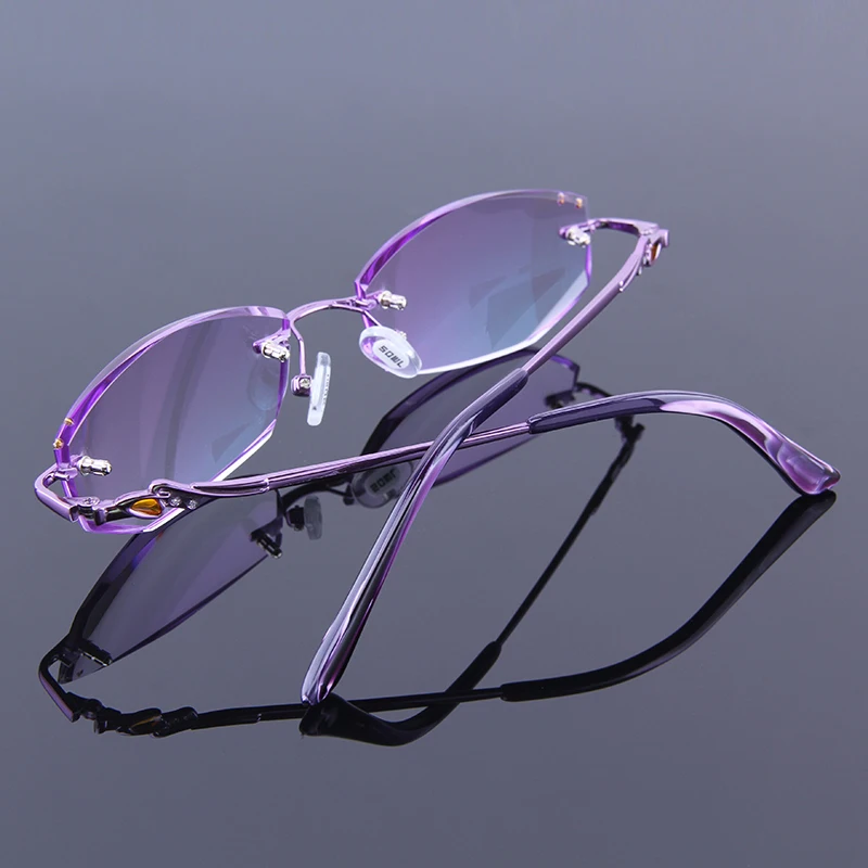 Очки по рецепту без оправы женские очки с фиолетовой оправой оптические для
