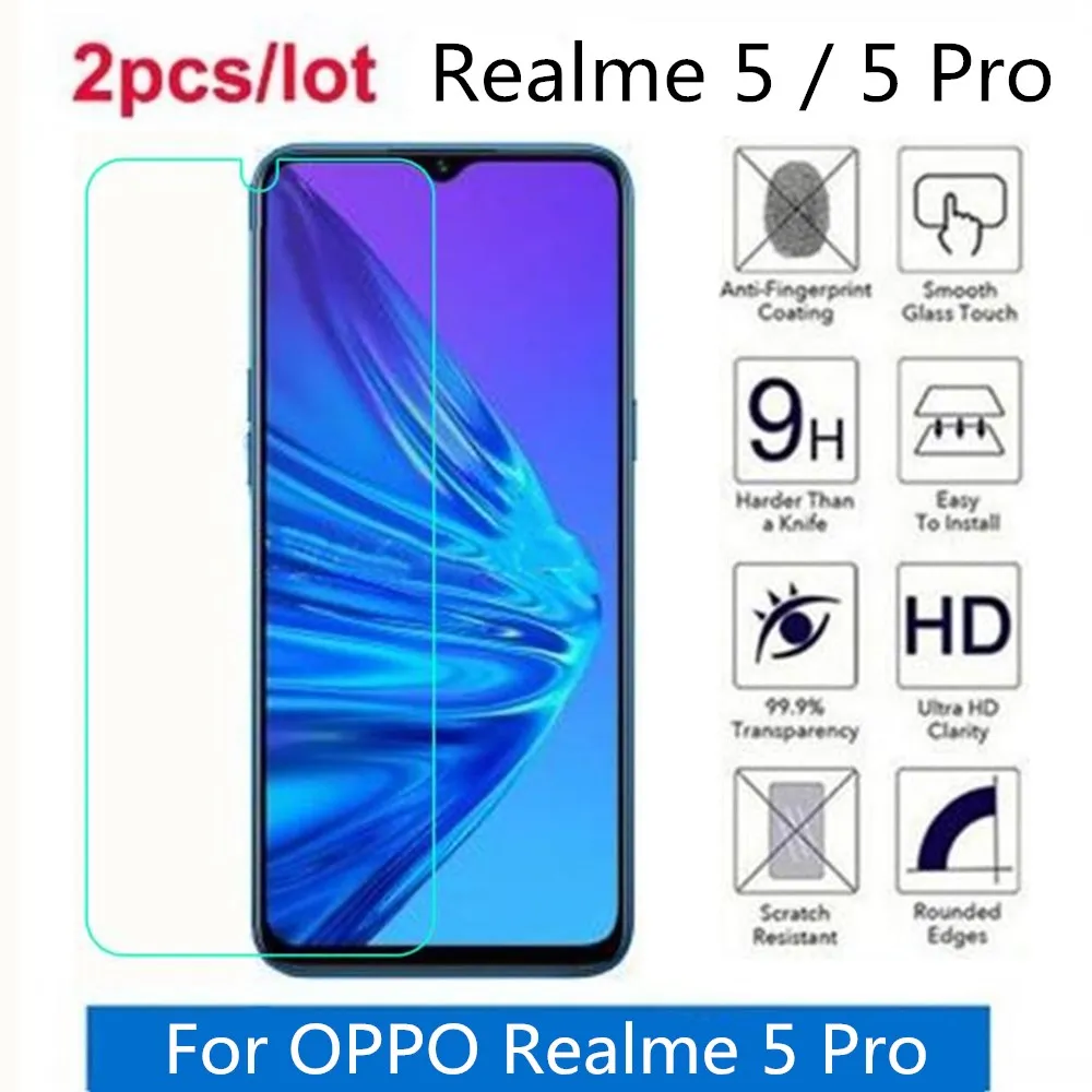 

Закаленное стекло для OPPO Realme 5 Pro 2.5D Premium, защитная пленка для экрана OPPO Realme 5 защитная пленка, стекло