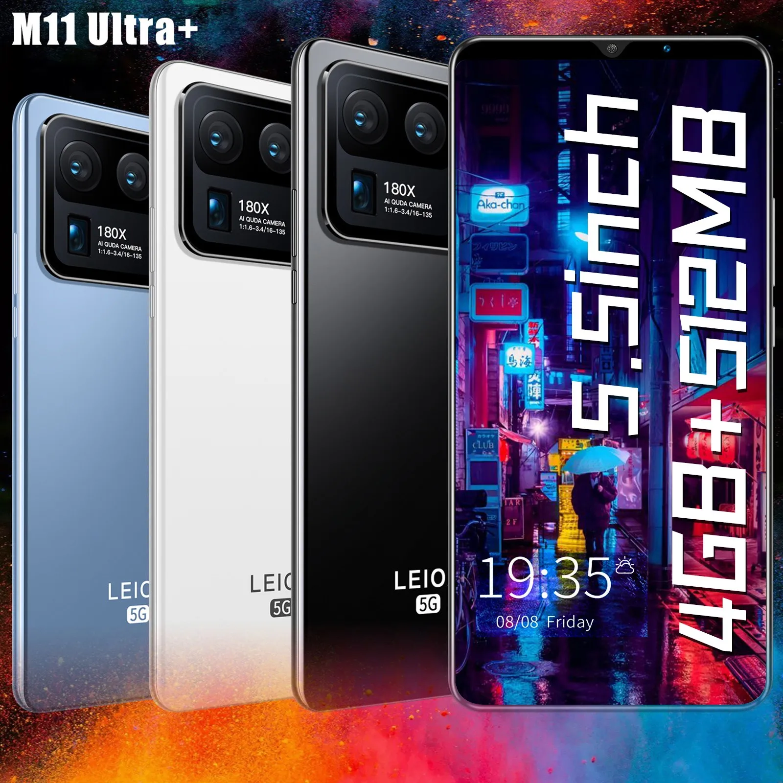 

M11 Ultra 5.5-Inch Smart Phone Face Unlock Full Screen Android 5.1 512 + 4G ROM Dual Cards and Dual Standby Smart Phone 2021 New