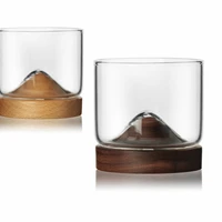 split type 3d walnut beech base liquor glass vodka cup white spirit shot glasses mountain wood mat top design whiskey tumbler
