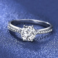 brilliant round cut engagement ring 1 ctw moissanite with diamond band wedding ring in solid 14k white gold fine jewelry