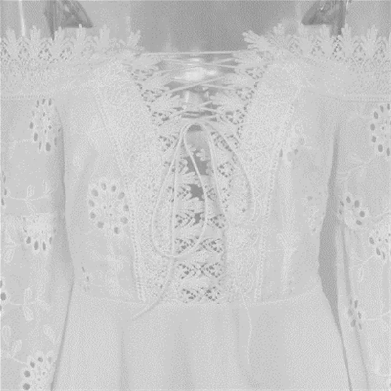 

Autumn dress lace bands sexy long-sleeved horn cuff Vestidos strapless dress casual dress white. 2020