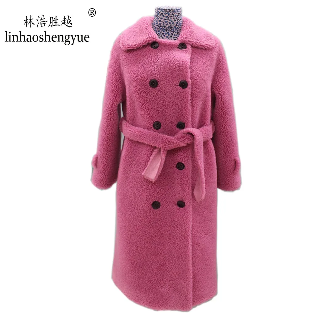 Linhaoshengyue  2020 Spring New Fashion Women Blends Wool100cm  Coat Spring Autumn Winter Fashion Freeshipping