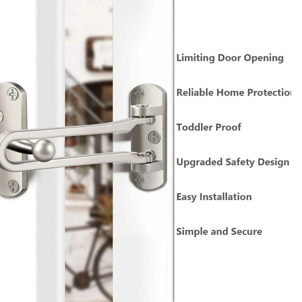 

Home Anti-theft Door Buckle Bedroom Kids Room Door Bar Lock Stainless Safety Chain Hotel Anti-lock Buckle Insurance Door Bolt