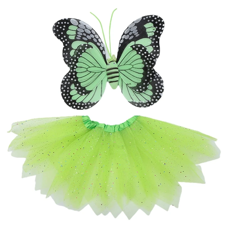 

CPDD 2 Pieces Girls Dress Up Princess Fairy Costumes Set with Tutu Dress Butterfly Wing for Kids Halloween Role-Playing Gift