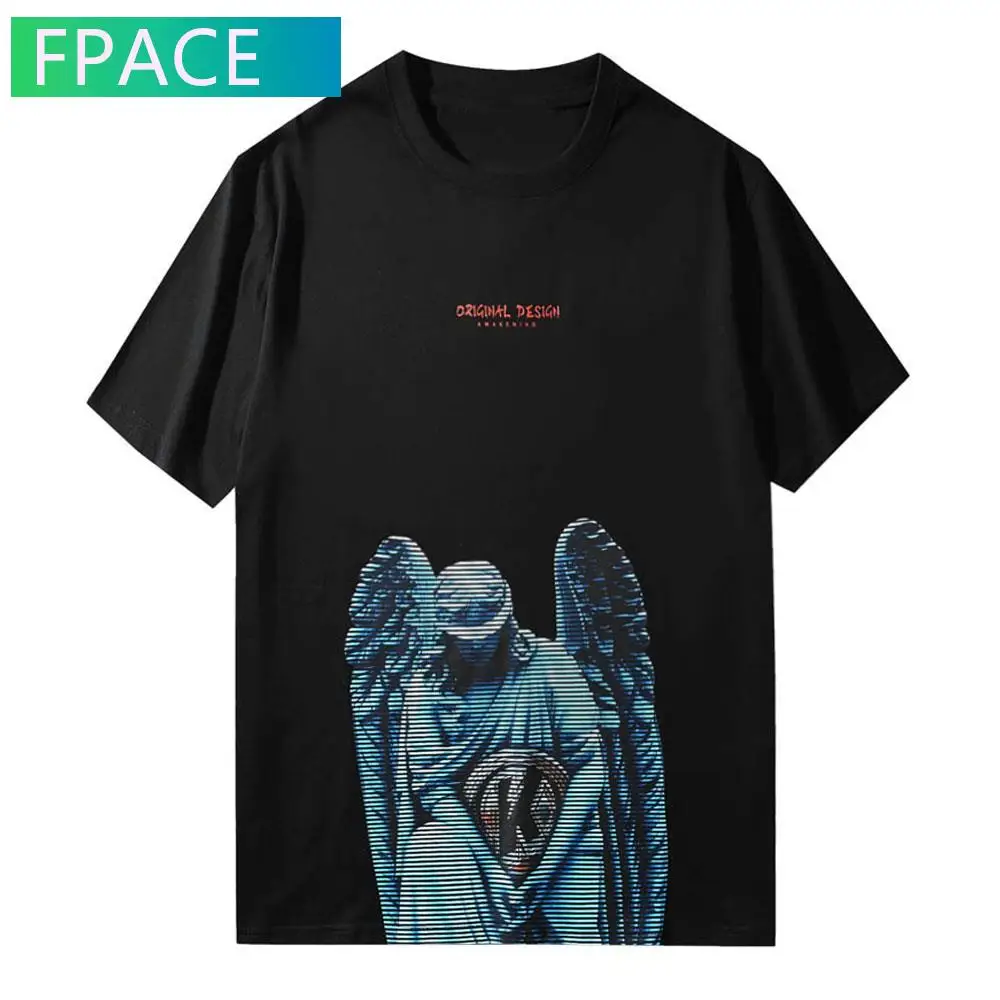 

FPACE Tees Shirts Harajuku Angel Statue Print Tshirts Streetwear Mens Hip Hop Fashion Loose Casual Short Sleeve Tshirts Tops