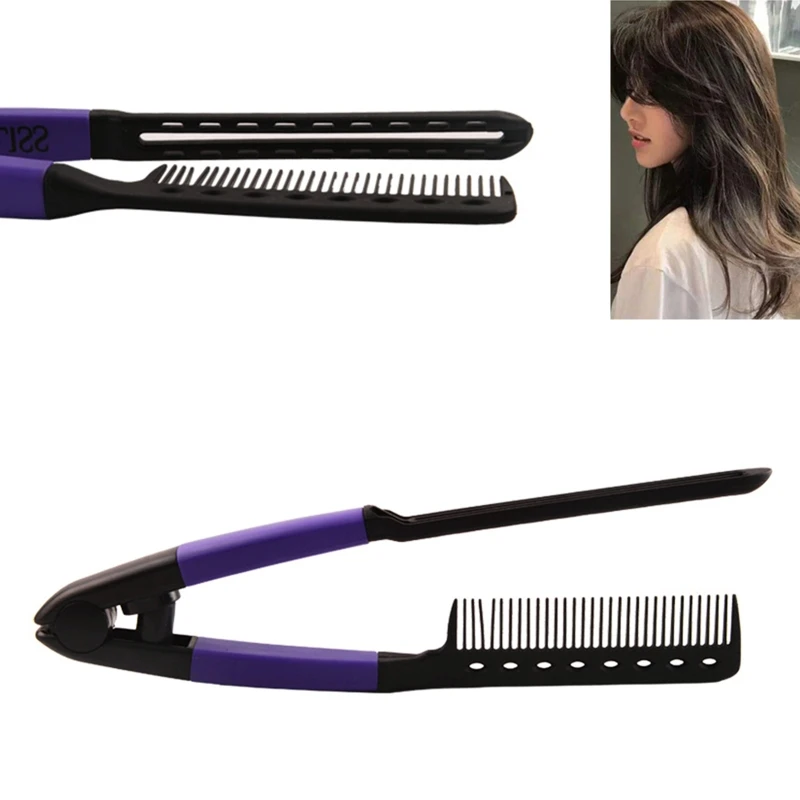 

V Type Hair Straightener Comb Folding DIY Portable Hair Styling Clip Salon Haircut Hairdressing Tool C1FF