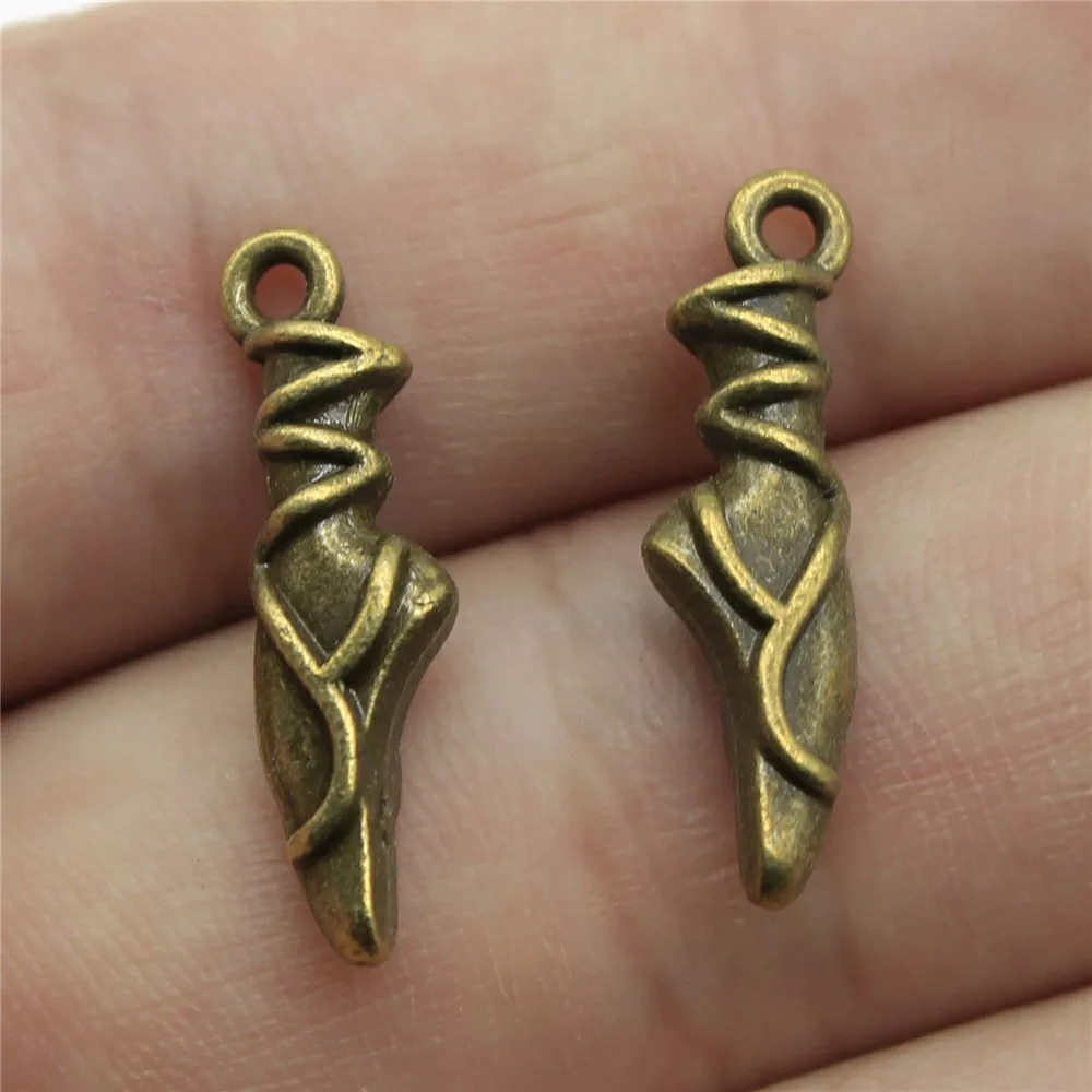 

10pcs 23x6x4mm Pendant Ballet Dancing Ballet Charm Pendants For Jewelry Making Antique Silver Color Ballet Shoe Pendants