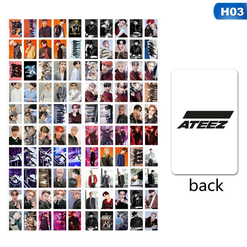 

100PCS/Set KPOP ATEEZ Photocard HD High Quality Double Side Album Lomo Photo Card For Fans Collection Gift