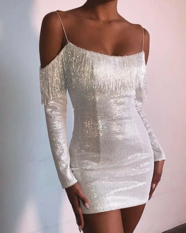 Женское Бандажное облегающее платье с длинным рукавом вечерние коктейльные