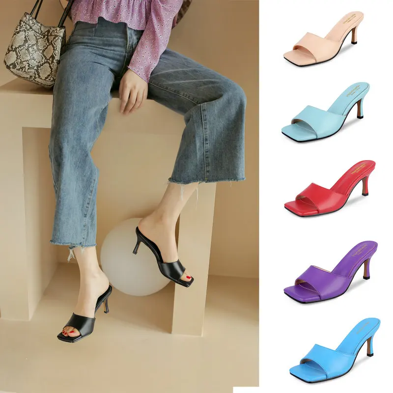 

2021 New Fashion Wedding Prom Shoes Woman Concise Open-Toed Women shoes Slingbacks Slippers Elegant High Heels Pumps