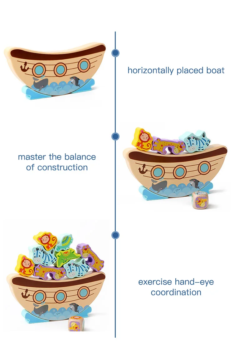 Для раннего развития деревянное игрушечное животное Noah's Ark Boat Balance Fold High Kid настольная игра День рождения Рождественский подарок