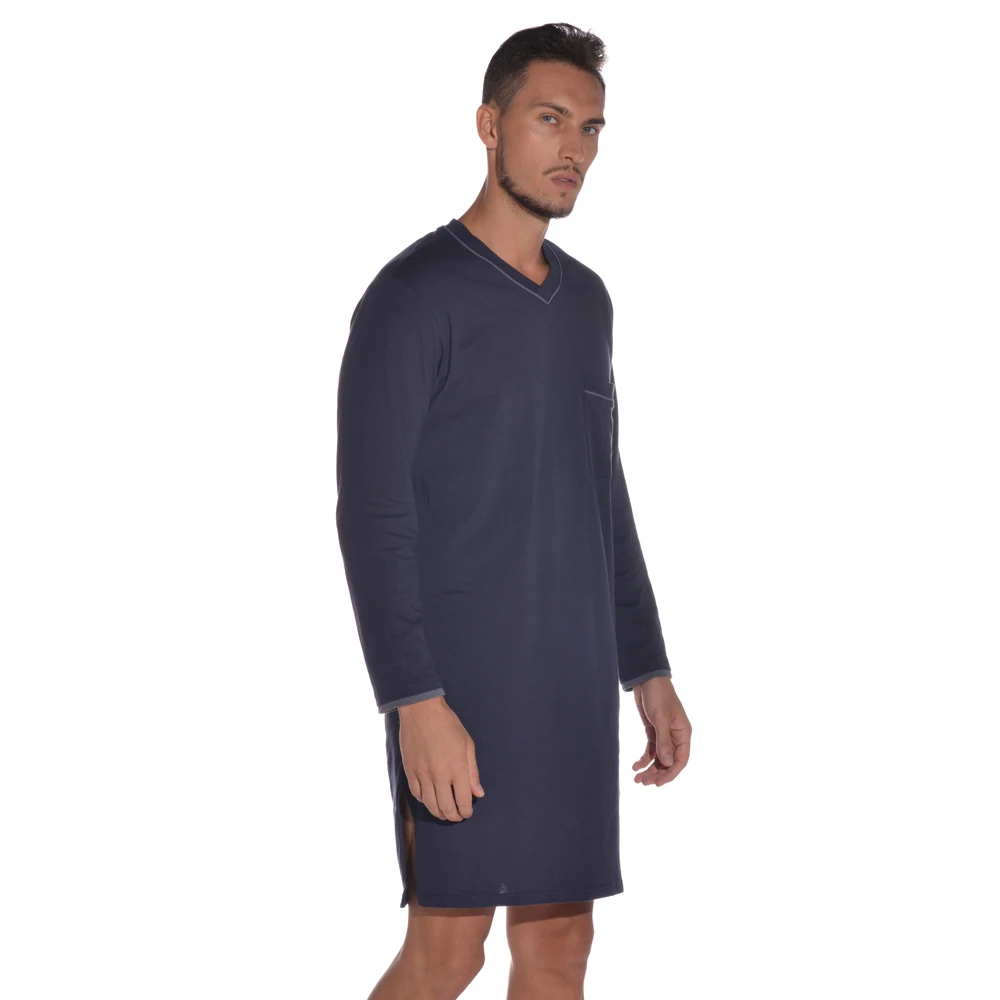 Loose Dressing Gown Fashion Spring Autumn Lounge Sleepwear Sleeping Robe Men Bathrobes Long Nightshirt Nightgown Dressing Gown