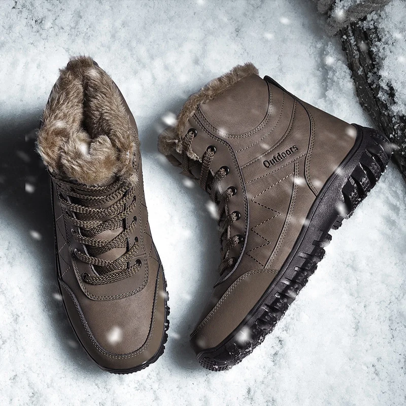 Новинка Мужская походная обувь водонепроницаемые ботинки зимние теплые высокие