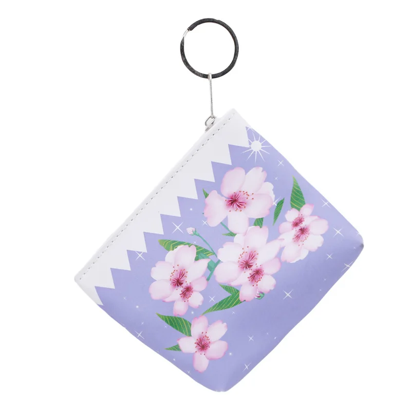 Новинка квадратный Кошелек из искусственной кожи на молнии с цветочным рисунком