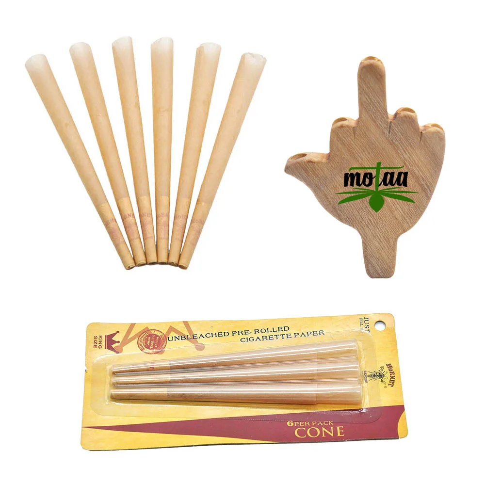 

Five Holes Wooden Cigarette Cone Holder Wood Tobacco Pipes Smoking Weed with Rolling Cone