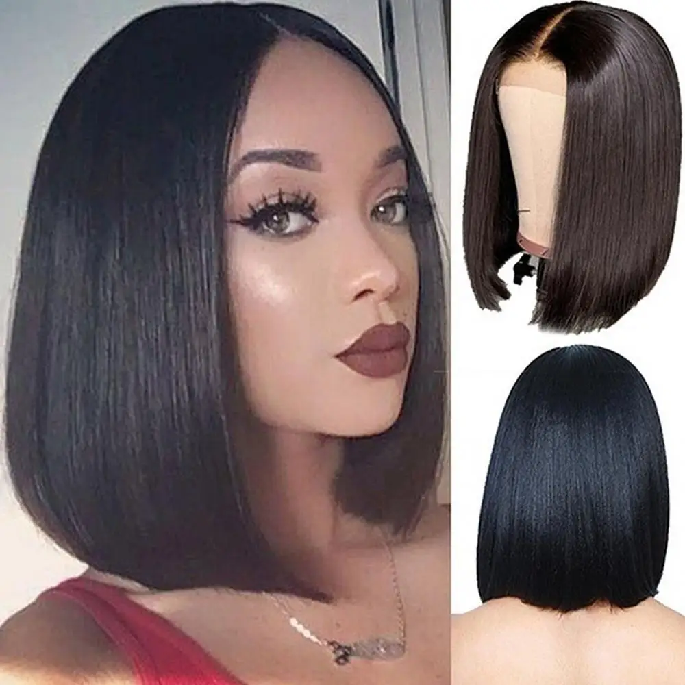 

Bob Cut Wig Human Hair Women Fashion Centre Parting Short Straight Bob Cut Hair Wig Cosplay Hairpiece Straight Bob Wig
