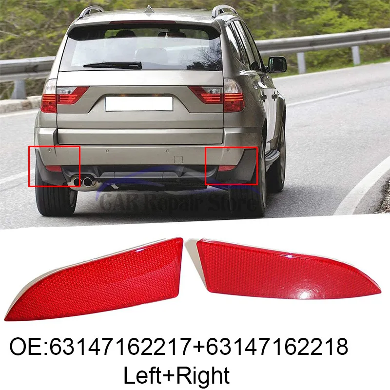 

1Pair For BMW X3 Left Right Red Lens Rear Bumper Housing Side Marker Reflector Light OEM 63147162217 63147162218 New