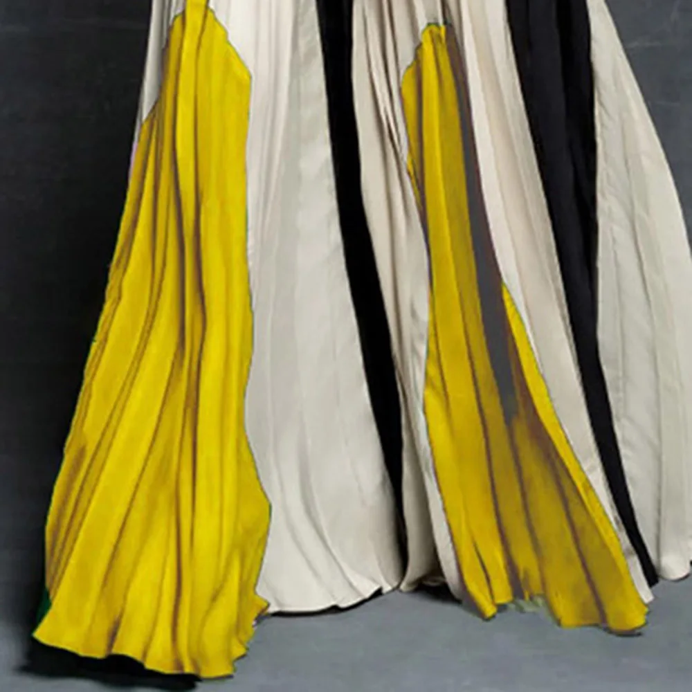 

Plus Size One Shoulder Pleated Women Dress Summer Contrast Color Prom Party Long Vestidos Sexy Sleeveless Robe De Soiree