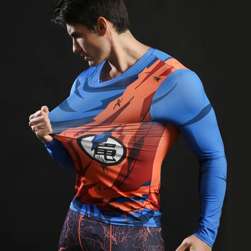 Забавный дизайн Dragon Ball компрессионная футболка для мужчин высокая эластичность