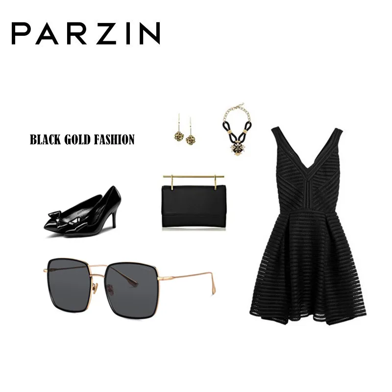 PARZIN New Sunglasses Women Big Metal Frame Sun Glasses For Women Fashion Colorful Ladies Shades Eyewear 8280