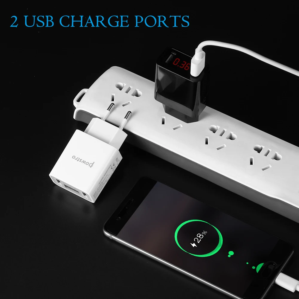 Зарядное устройство для телефона с 2USB портами и светодиодным интеллектуальным
