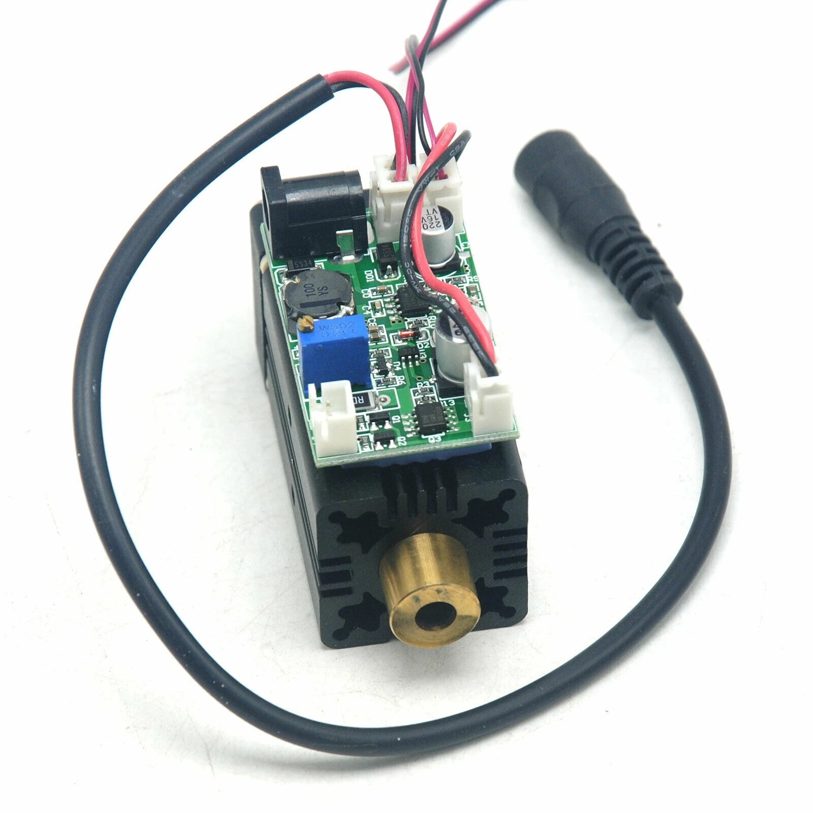 

w 12V Power Adapter 488nm 60mW Cyan-Blue Laser Dot Module Focusable Head Fan