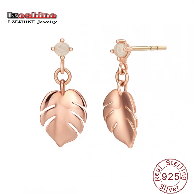 Серьги из розового золота LZESHINE Висячие серьги гвоздики стерлингового серебра 925