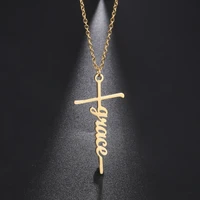 sipuris custom cross name necklace personalized stainless steel necklace for women men fashion jewelry letter necklace gift 2021