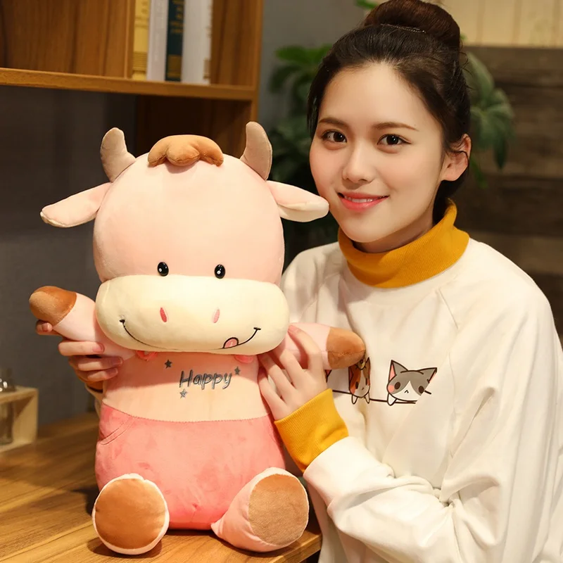 

Hot Nice Cattle Plush Toy Soft Cartoon Animal Cow Stuffed Doll Home Decoration Accompany Pillow Cushion Baby Kids Birthday Gifts