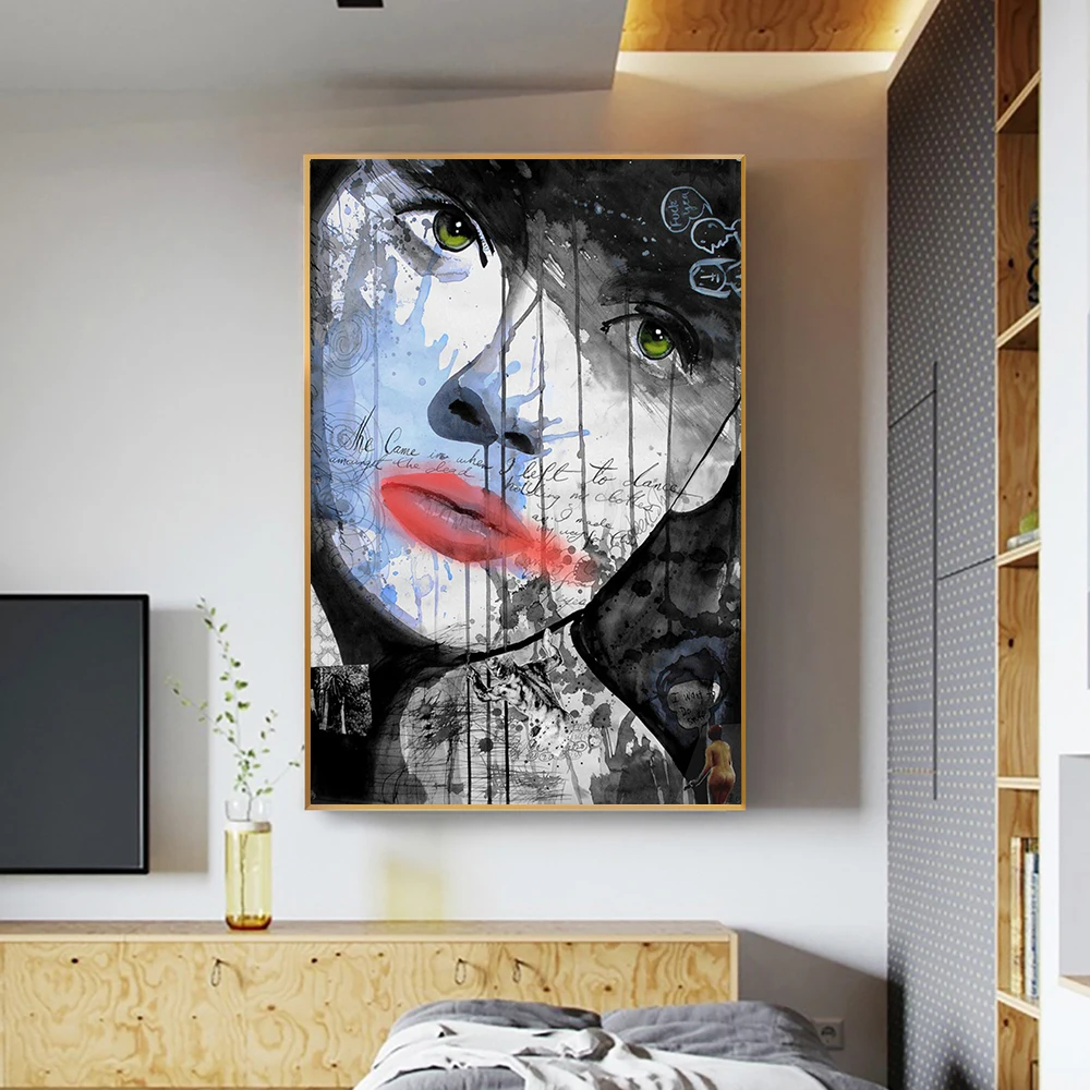 

Graffiti Woman Canvas Painting Colorful Printed Poster and Prints Painting Wall Pictures For Woman Living Room Home Decorations