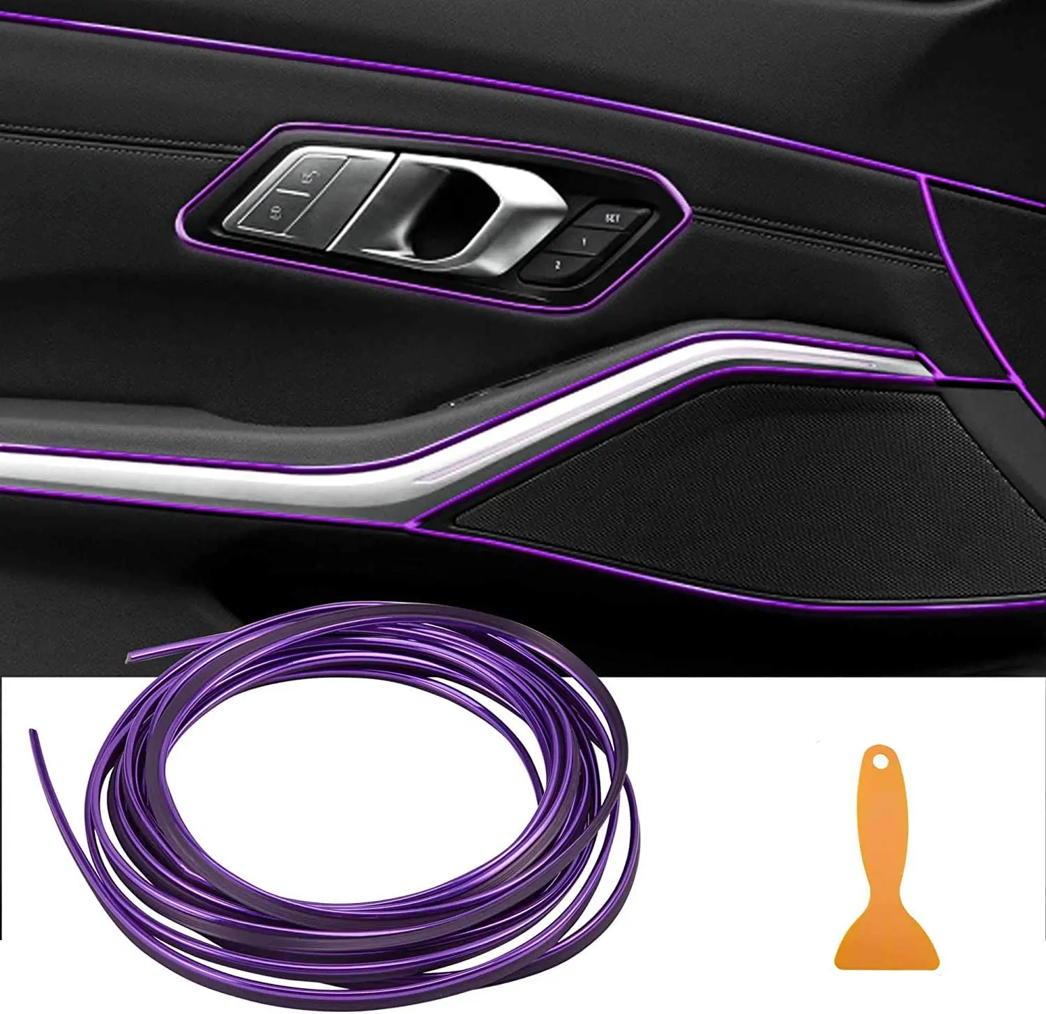 

16ft 3D DIY Auto Car Interior Decoration Moulding Trim Strip Line Dashboard Accessories with Installing Tool (Purple)