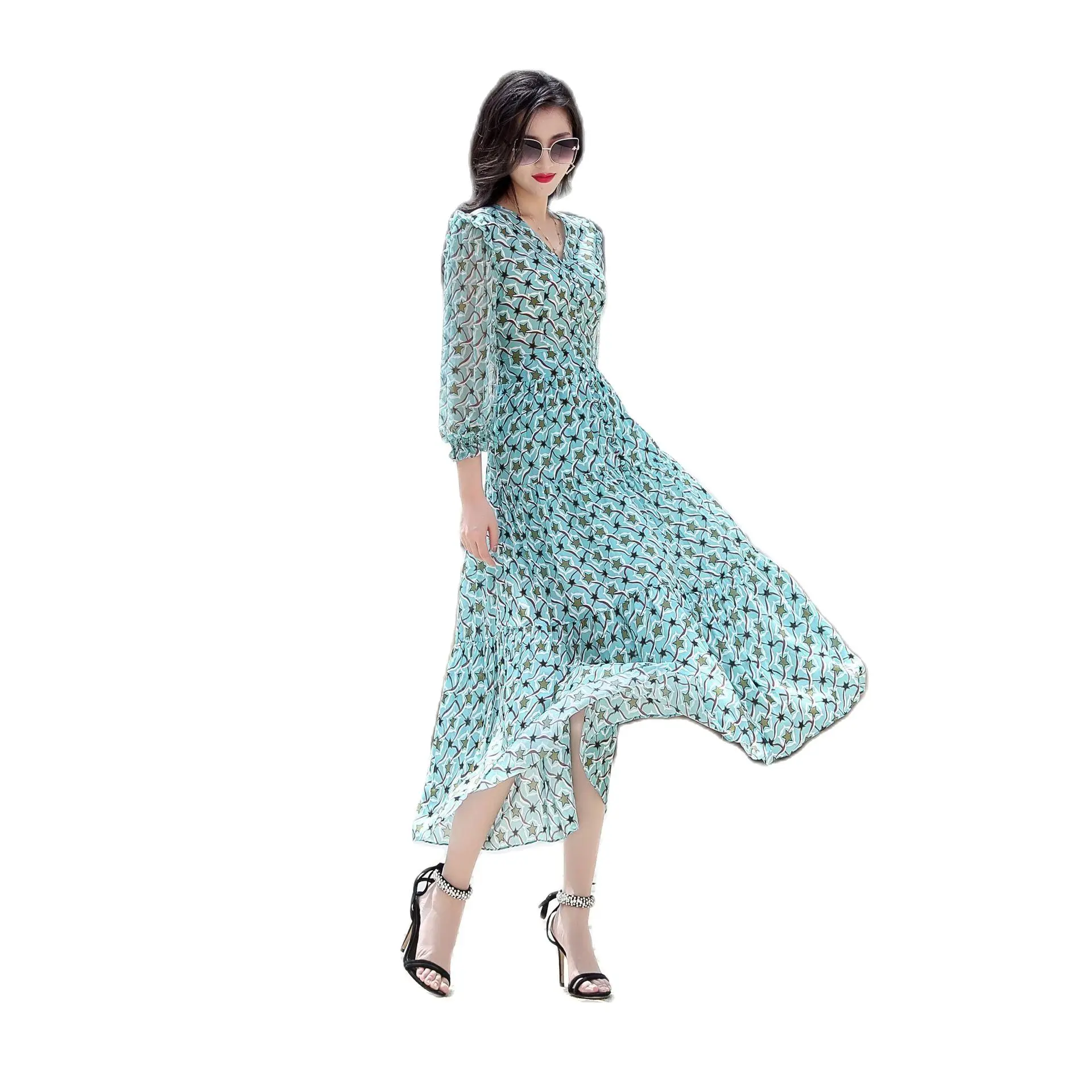 

Летнее простое и Стильное повседневное пляжное платье CTL21044, женское цельное платье из 100% шелка