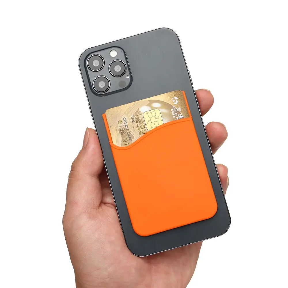 silicone phone card holder wallet case phone wallet stick on credit card holder phone pocket for almost all cell phone free global shipping