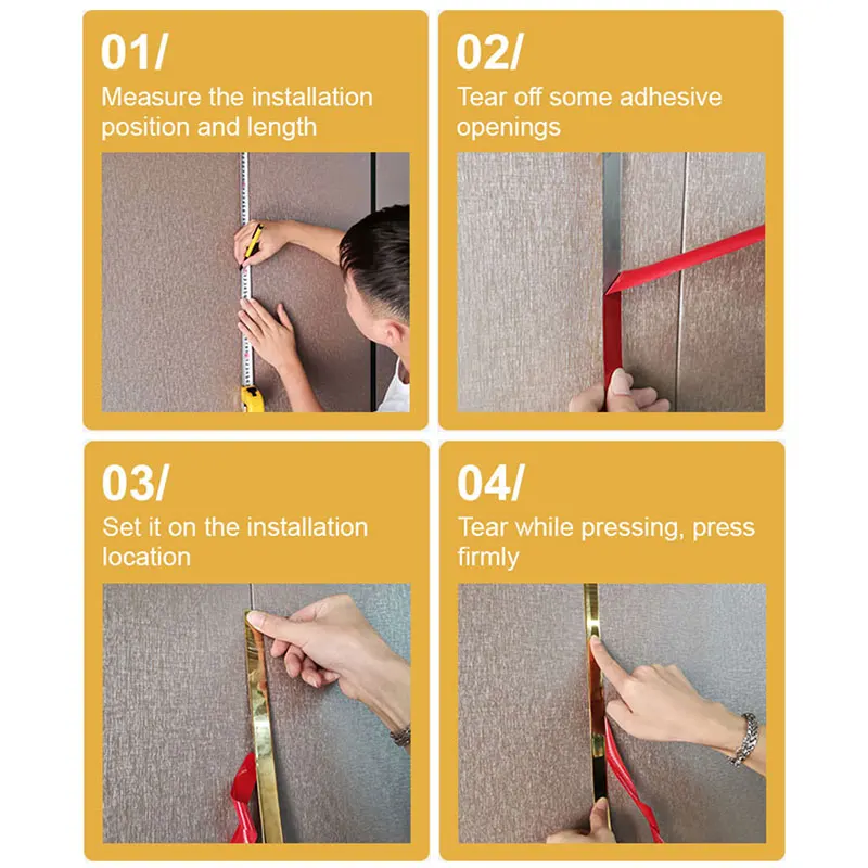 5M/Roll Metal Flat Decorative Lines Titanium Gold Silver Black Waterproof Frame Decoration Line Wall Ceiling Edging Strip 2021 | Дом и сад