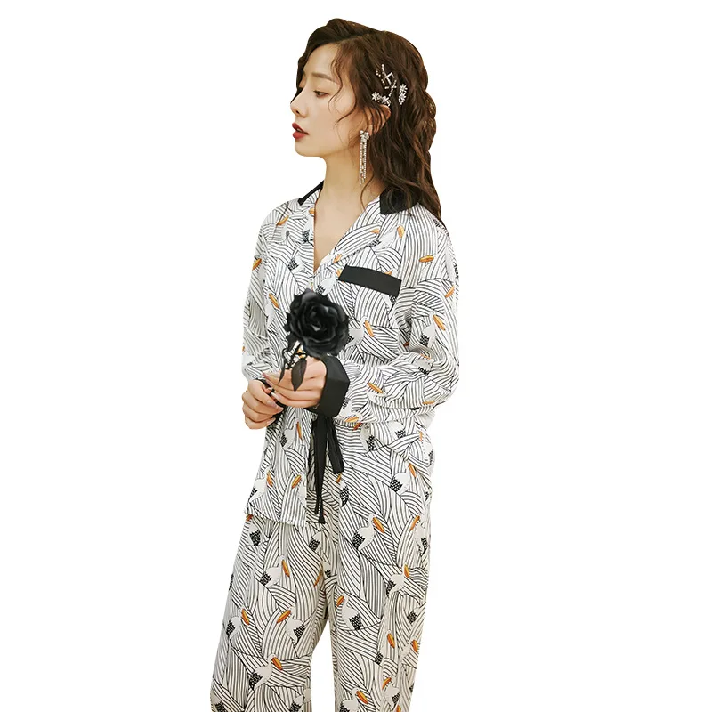 

New Arrival Nightwear Pajamas Suit Satin 2PCS Sleep Set Satin Women Homewear Intimate Lingerie Spring Summer New Sleepwear
