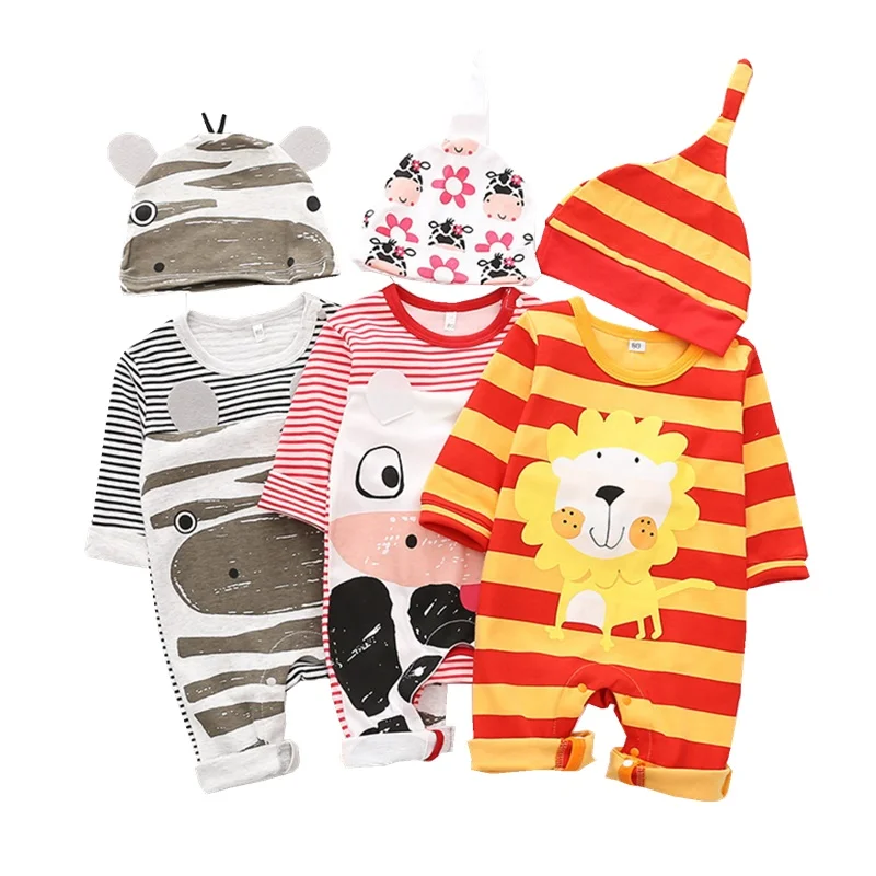 Детские комбинезоны с рисунками животных Цельный комбинезон длинными рукавами и