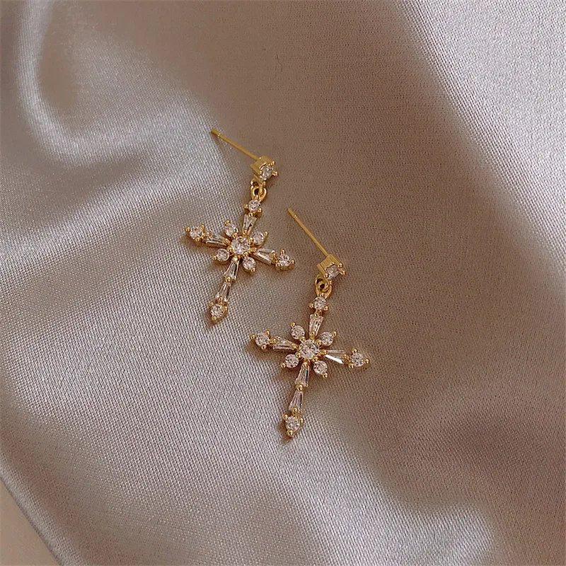 Женские Висячие серьги FYUAN маленькие капли с крестиком вечерние ювелирные