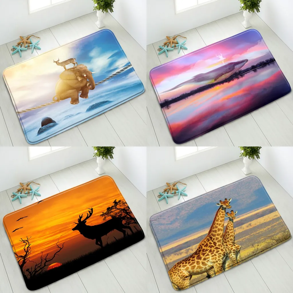 Коврик для ванной с животными слон жираф Нескользящие напольные коврики