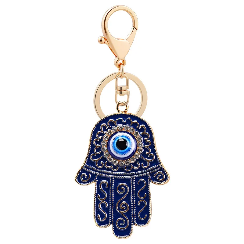 

Evil Blue Eye Palms Shape Charm Hand Keychains Bag Pendant Key Chain Car Holder For Women Men Jewelry Keyring Classical Gift