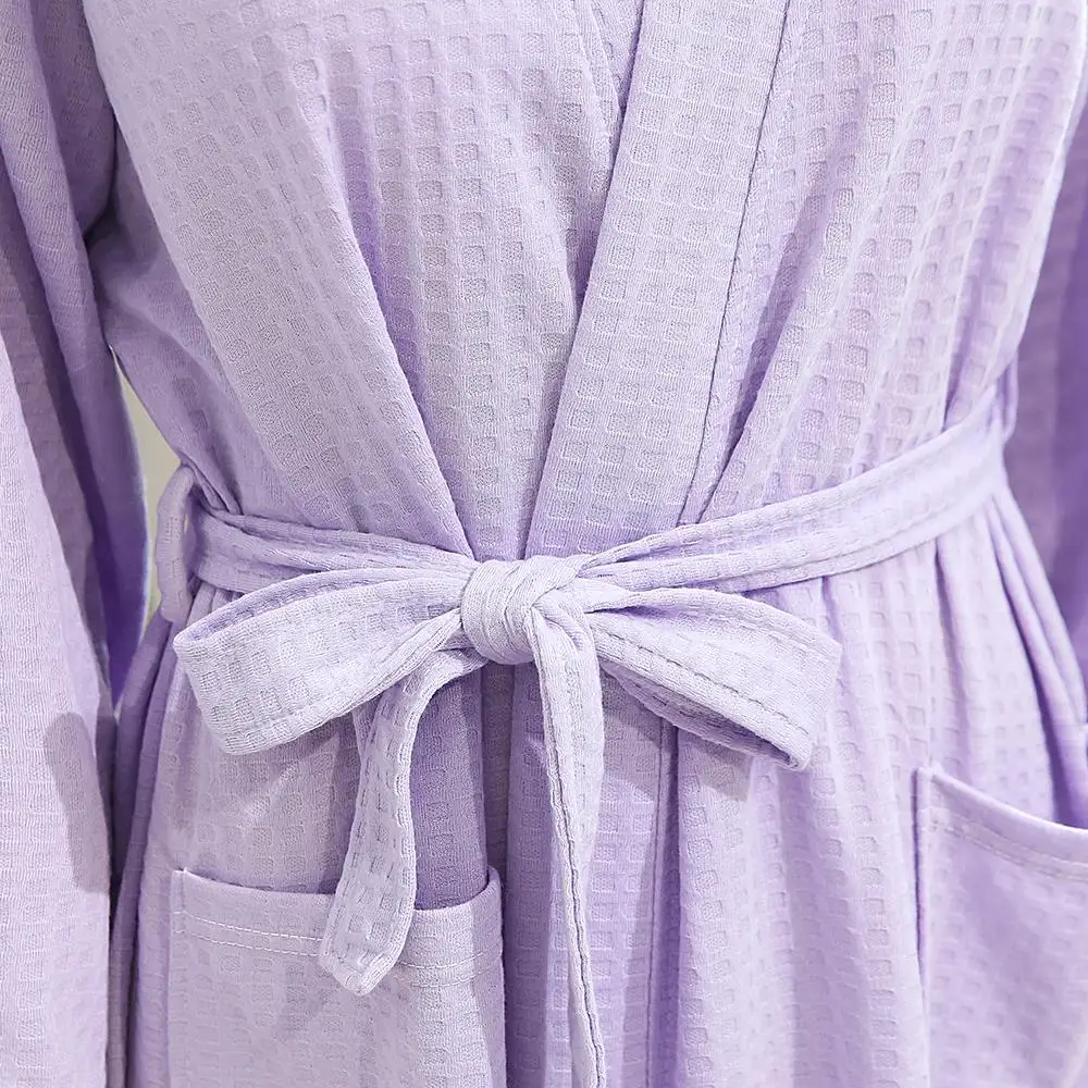Women Soft Absorbent Robe Sleepwear Waffler Long Kimono Bathwear Candy Colors Lady Hotel Knee Length Dressing Chemises Gown | Женская